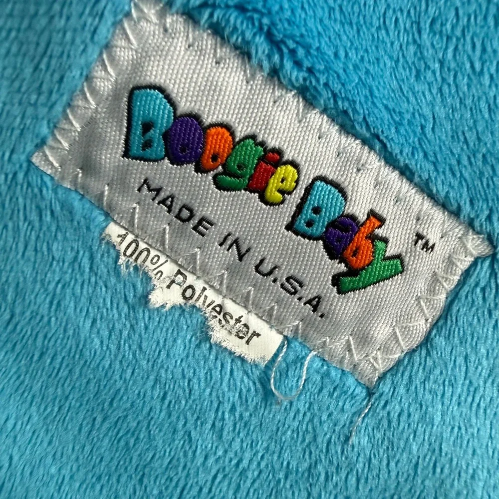 Boogie Baby Pink Blue Smiley Face Heart Plush Fleece Blanket Large Made in USA